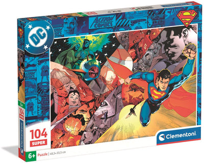 Clementoni - puzzle - superman - dc - 104 pezzi - da 6 anni