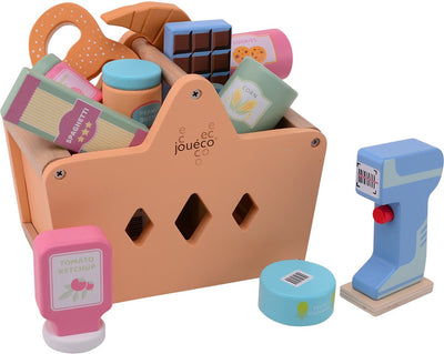 Carrito de compras de madera relleno de joueco
