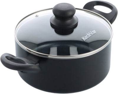 Kochstar Essenz ceramic cooking pan - with lid - 20cm - 2.7l - PFAS-free - induction cooking pan - induction pan - ceramic non-stick coating - cooling handle - oven safe up to 130° C - black