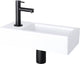 Differnz helios fountain set - 37.5x18.5x9.5cm - rectangle - 1 tap hole left - straight matte black tap - white