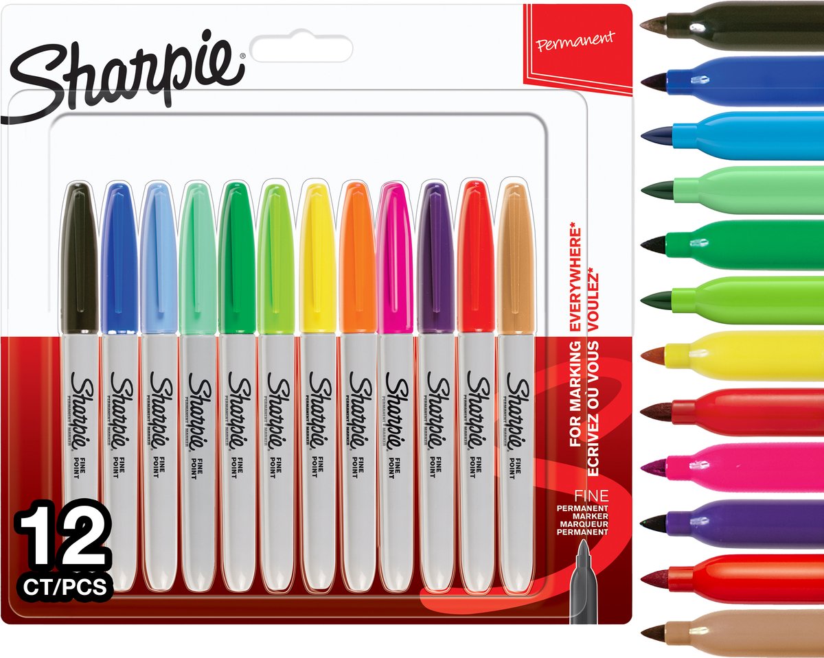 Pennarelli permanenti Sharpie | bel punto | vari colori | 12 pezzi