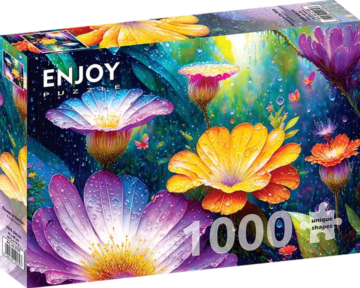 Enjoy puzzle legpuzzel flowers in the rain - 1000 stukjes volwassenen.