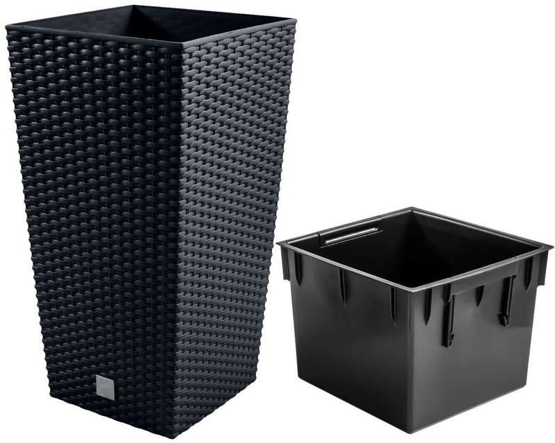 Prosperplast rato quadrato - vaso da fiori - antracite - forma elegante - materiale resistente - 40x40x75 cm