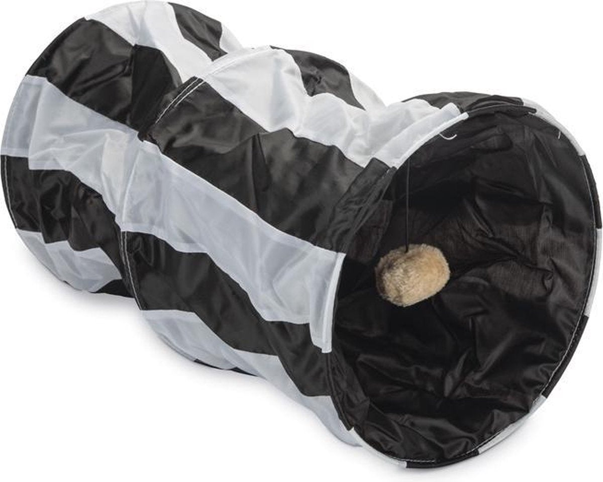 Cruzzle di Beeztees - tunnel per gatti - nylon - bianco e nero - 50x26x26 cm