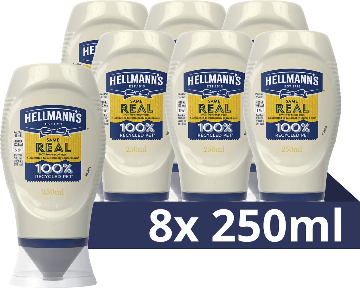 La vera maionese di Hellmann - in una pratica bottiglia da spremere - 8 x 250 ml - confezione risparmio