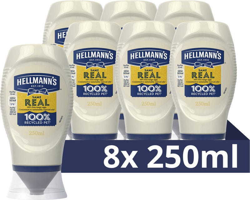 La vera maionese di Hellmann - in una pratica bottiglia da spremere - 8 x 250 ml - confezione risparmio