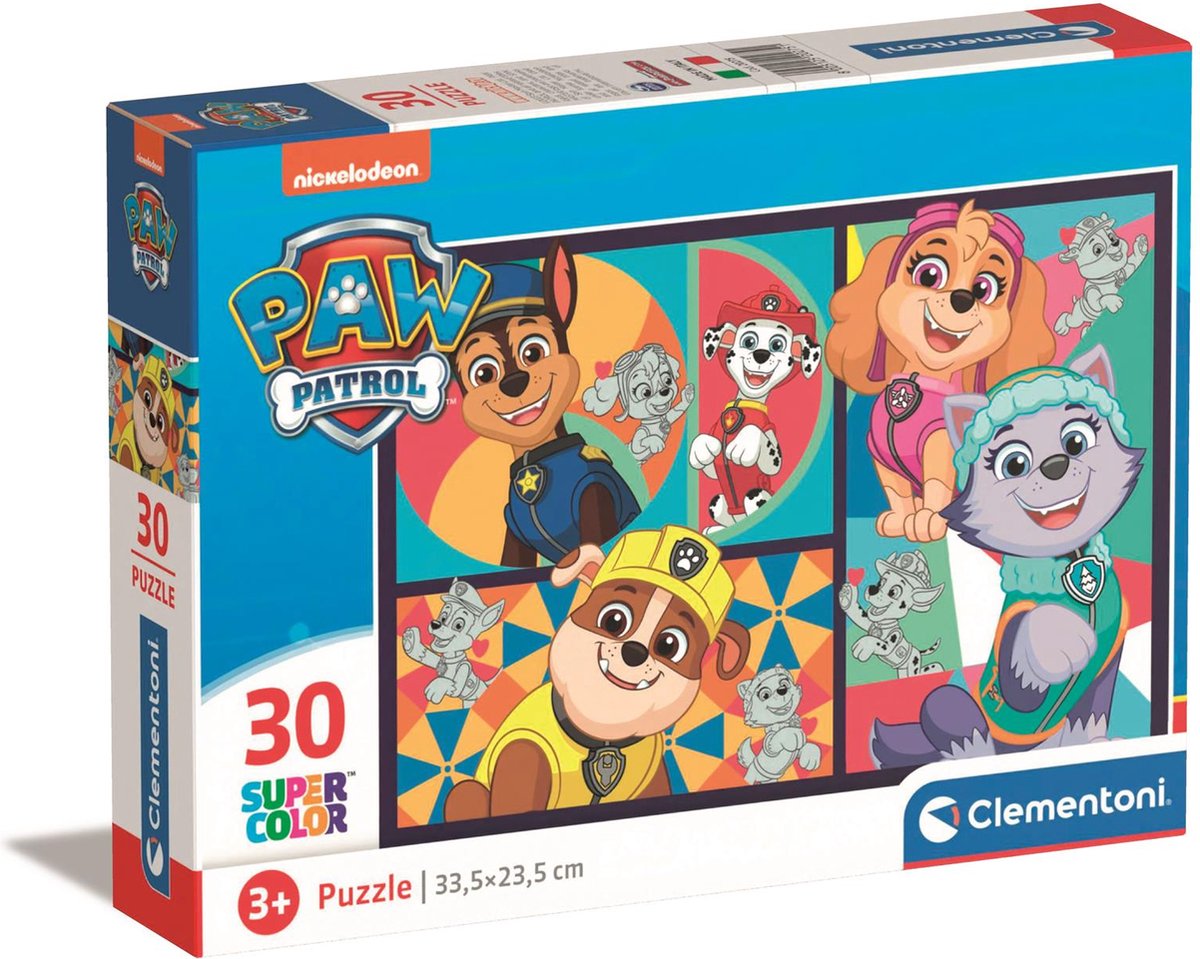 Clementoni - puzzel - 30 stukjes - paw patrol - kinderpuzzel - vanaf 3 jaar