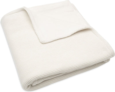 Jollein - coperta culla 100x150 cm maglia basic - coperta per bebè - pile avorio corallo