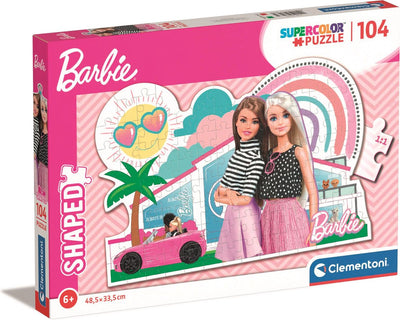 Clementoni legpuzzel super color - barbie roze auto, 104st.
