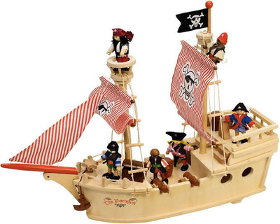 Nave pirata in legno giocattolo Bigjigs - giocattoli verdi