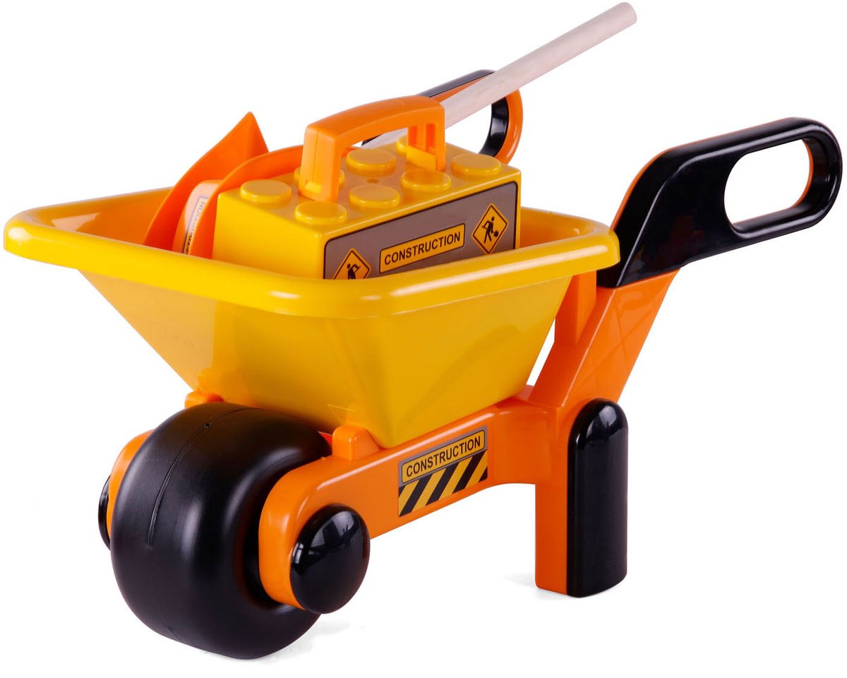 Cavallino Toys Cavallino Willebarrow amarillo con herramientas y casco, 6dlg.