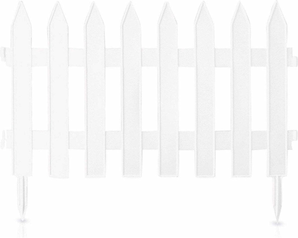 Prosperplast tuinhekjes - 7x stuks - kunststof - 320 cm - wit - borderrand - tuinafscheiding