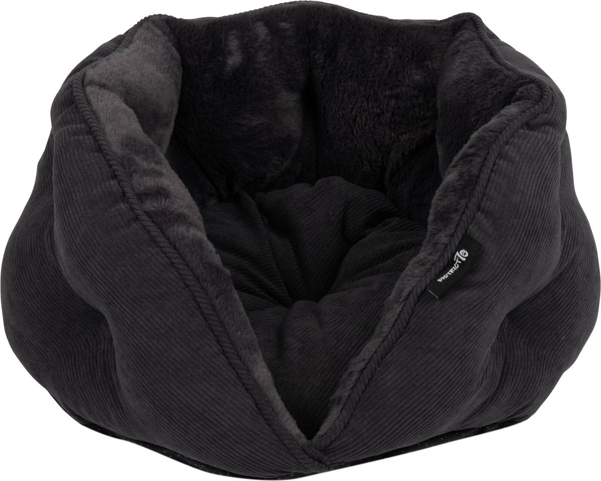Baboo district 70 tuck - luxe retro kattenmand van corduroy - donkergrijs - 50x50x30 cm
