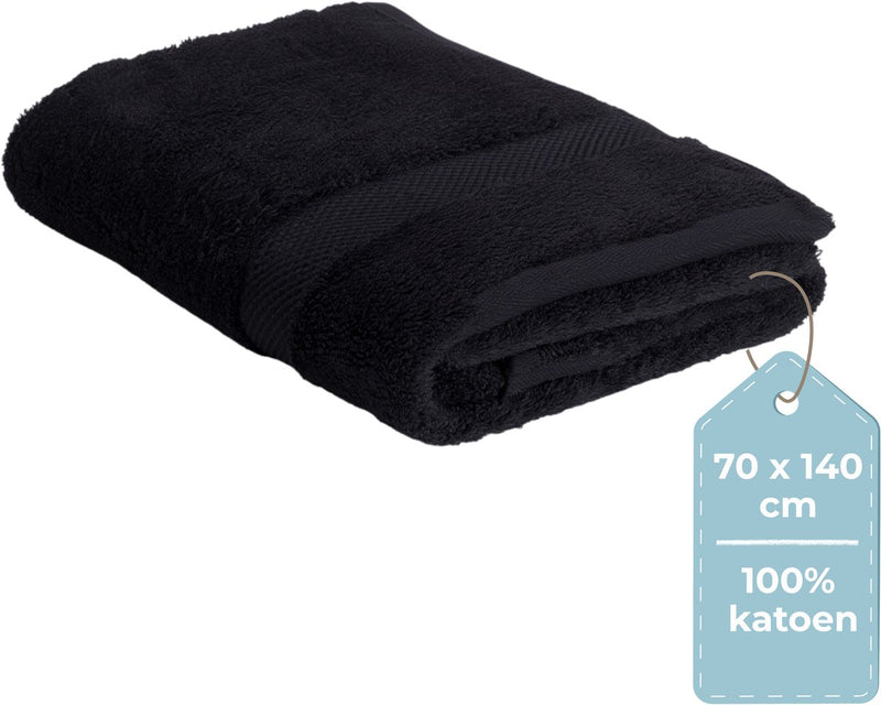 Cállate. toalla de baño living hush living - por pieza - 70×140 cm - 100% algodón - calidad pesada 500 g m2 - elegante borde y lazo para colgar - negro