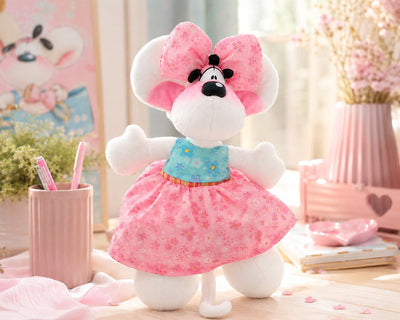 Diddl - morbido peluche - 20 cm - dettagli ricamati - Ina in rosa