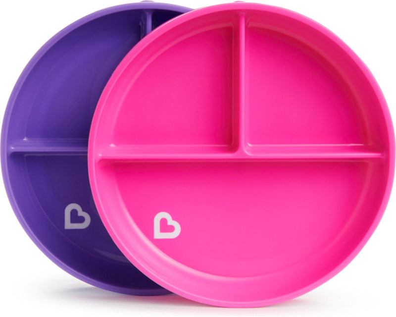 Platos Munchkin con ventosa - antideslizantes - aptos para lavavajillas y microondas - por 2 piezas - a partir de 6 meses - rosa violeta