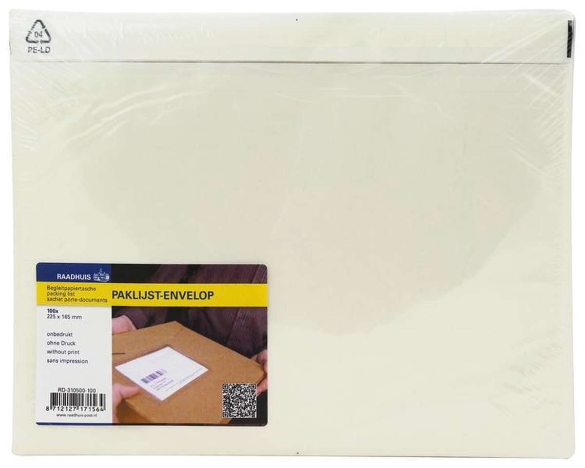 Raadhuis paklijstenvelop - 225x165mm - a5 - onbedrukt - 100 stuks - rd-310500-100