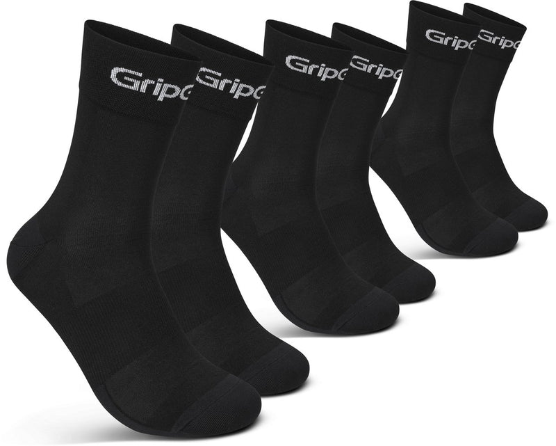 Gripgrab - calcetines de ciclismo de verano de corte regular 3 pares de calcetines de ciclismo coolmax - unisex - negro
