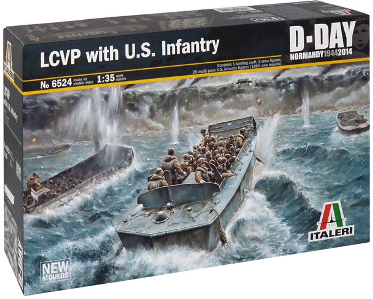 Kit modello Italeri veicoli militari - 6524 lcvp con u.s. plastica di fanteria - 1:35 - modellismo