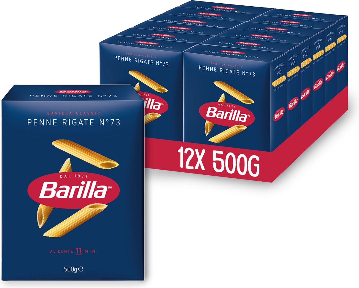 Barilla penne rigate - traditioneel italiaans - pasta - 12 x 500g