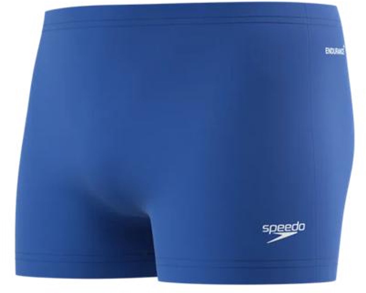 Speedo endurance+ logo aquashort heren - strakke zwemshort heren - chloorbestendige zwembroek mannen - kleurvaste sportzwembroek heren - blauw wit - xxl