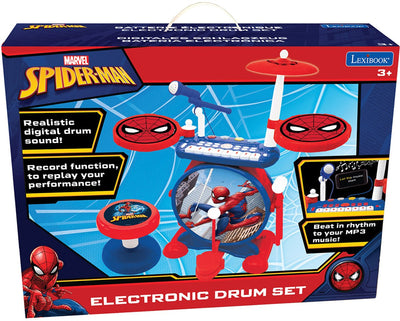 Lexibook mijn rockband spider-man compleet elektronische lichtgevende drumset met kruk