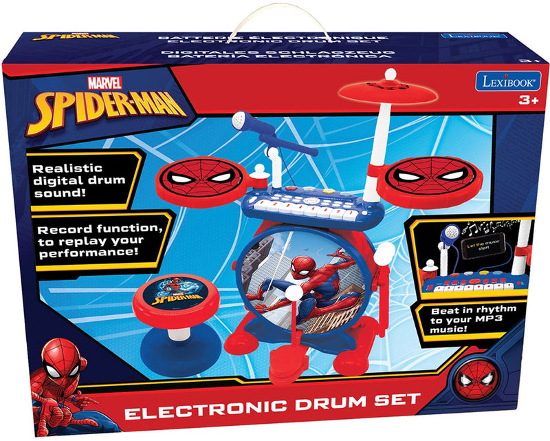 Lexibook my rock band spider-man batteria elettronica luminosa completa con sgabello