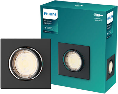 Faretto da incasso Philips LED Philips Peridot - attacco gu10 - nero - quadrato - faretto orientabile