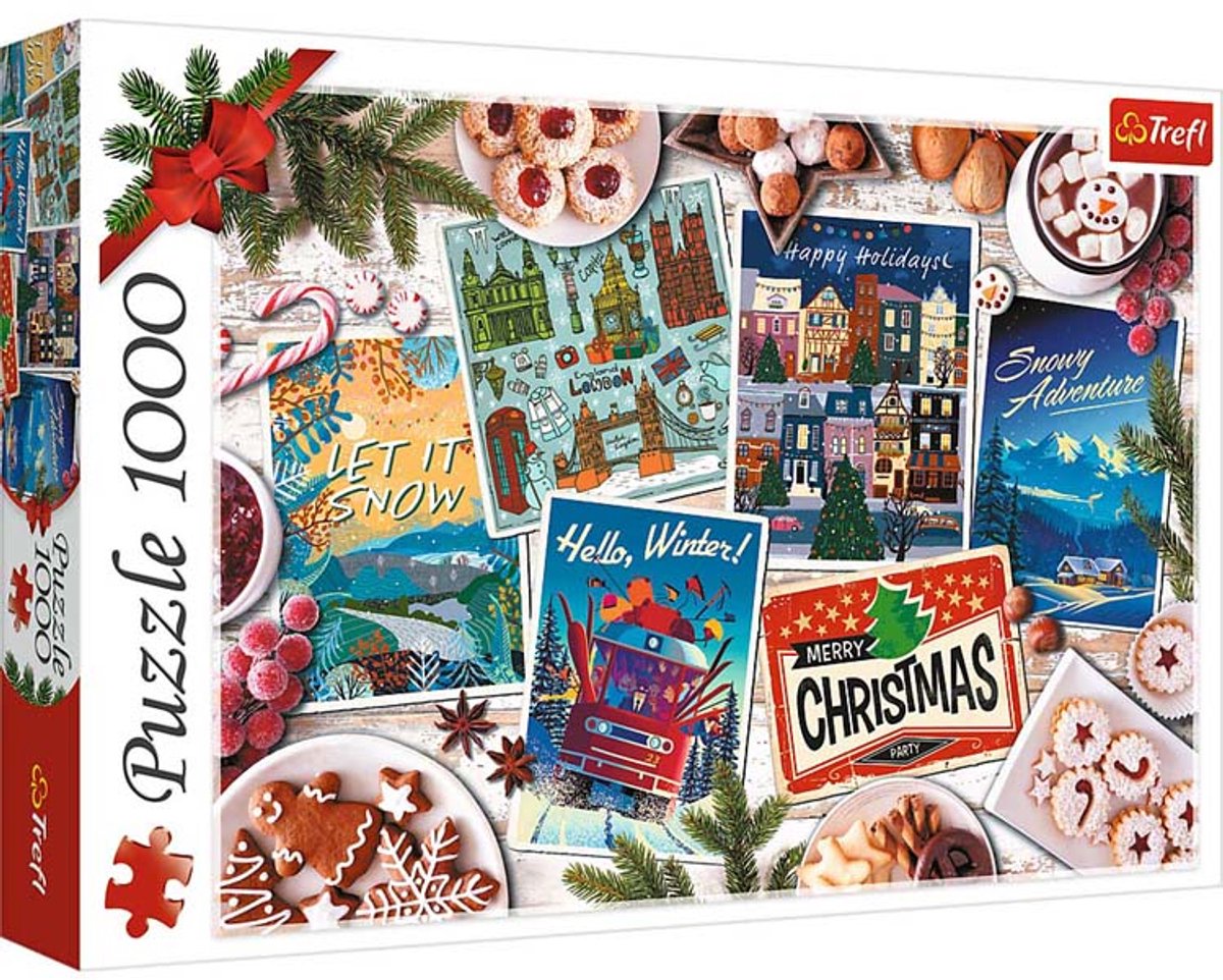 Puzzle Trefl 1000 pezzi - Ricordi invernali paesaggio invernale.