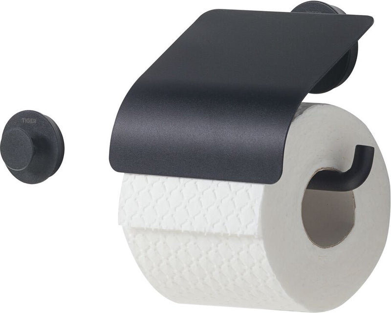 Tiger urban - portarotolo con patta (1x) - incluso piccolo gancio per asciugamano (1x) - nero