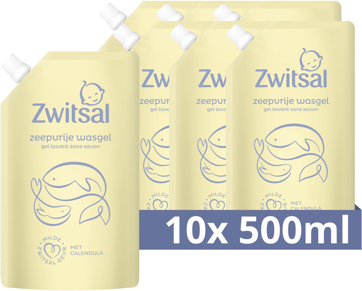 Zwitsal - gel de lavado sin jabón - bebé - 10 x 500 ml - paquete de recarga