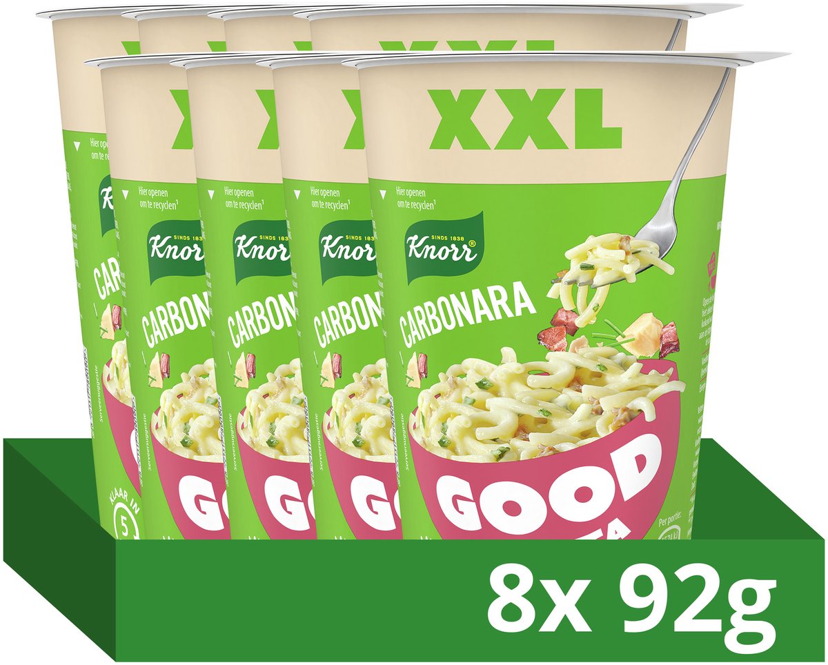 Knorr buona pasta - carbonara xxl - senza coloranti e conservanti artificiali - 8 x 92 g