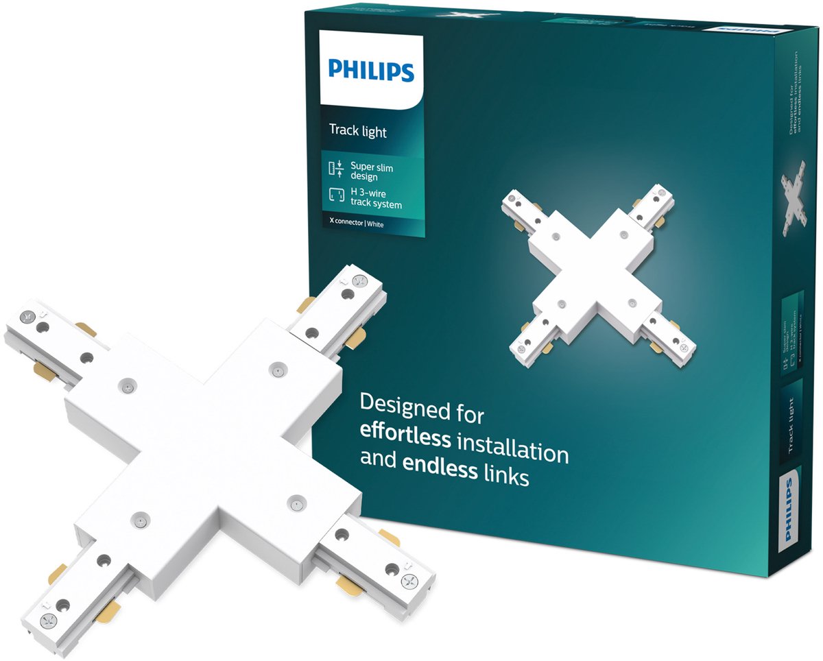Philips led philips easylink - connector - x-vormige connector - wit - railverlichting