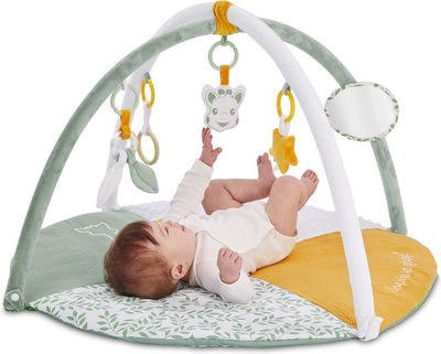 Tappetino da gioco con foto attività reverse Sophie la giraffa - palestrina per bambini - tappeto da gioco - lavabile in lavatrice - da 0 mesi - 50 x 90 x 90 cm - verde giallo bianco