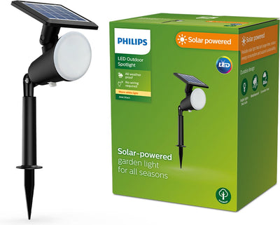 Philips Lámpara de pie solar LED Philips Jivix con pincho - negro