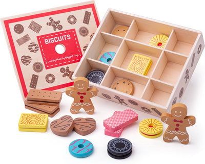 Bigjigs wooden box with cookies