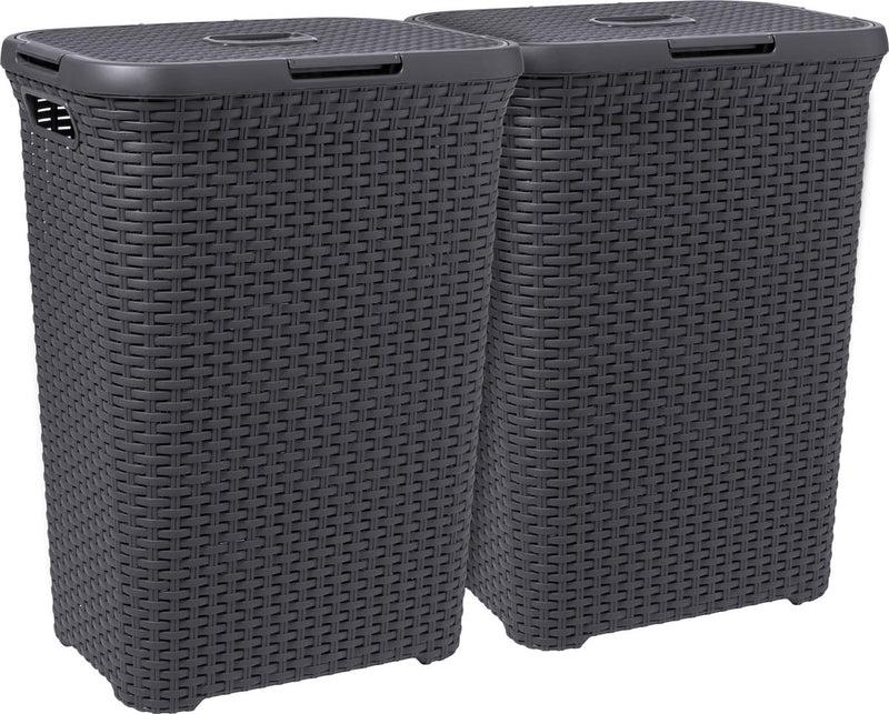 Cesto portabiancheria stile Curver con coperchio - 60 l - 2 pezzi - antracite