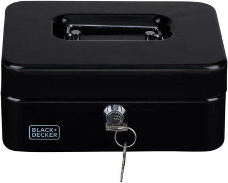 Cassa Black+decker con chiave - cassetto estraibile con 5 scomparti - incl. 2 chiavi - 20 x 16 x 9 cm - metallo - nere