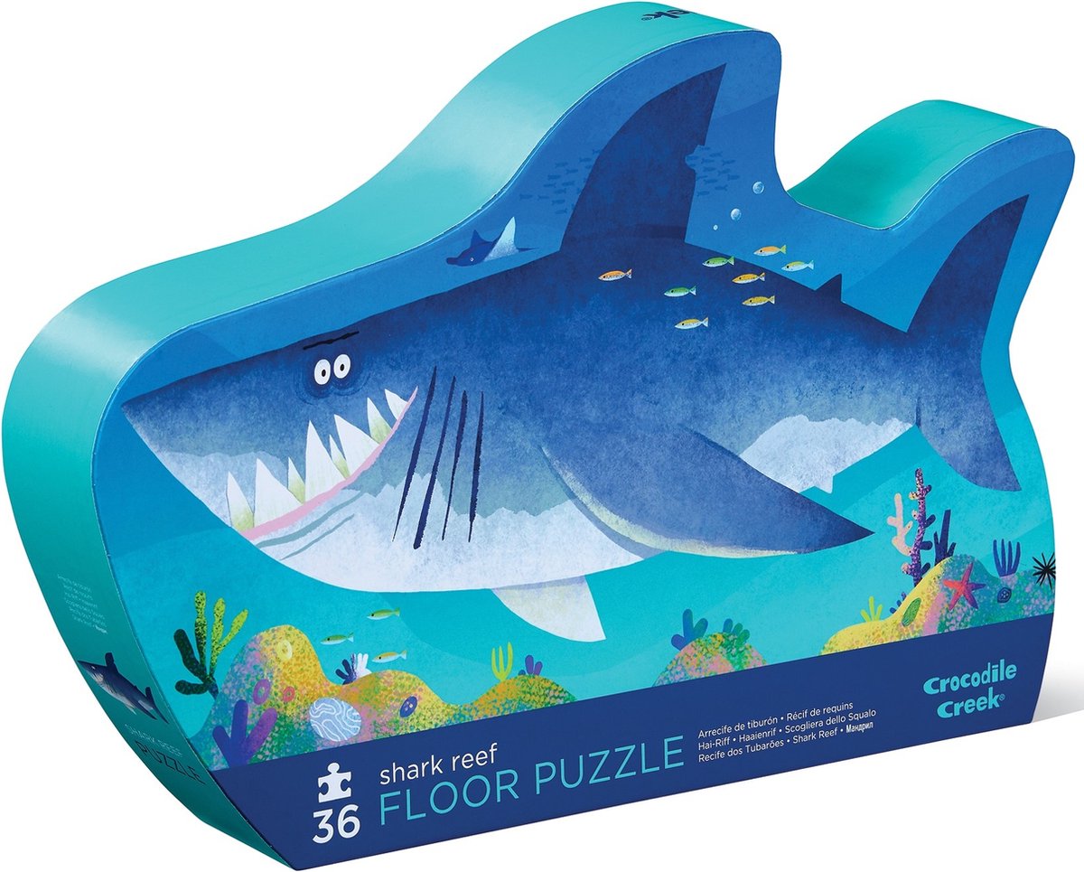 Arroyo del cocodrilo | Puzzles en forma de caja, 36 piezas - Arrecife de tiburones