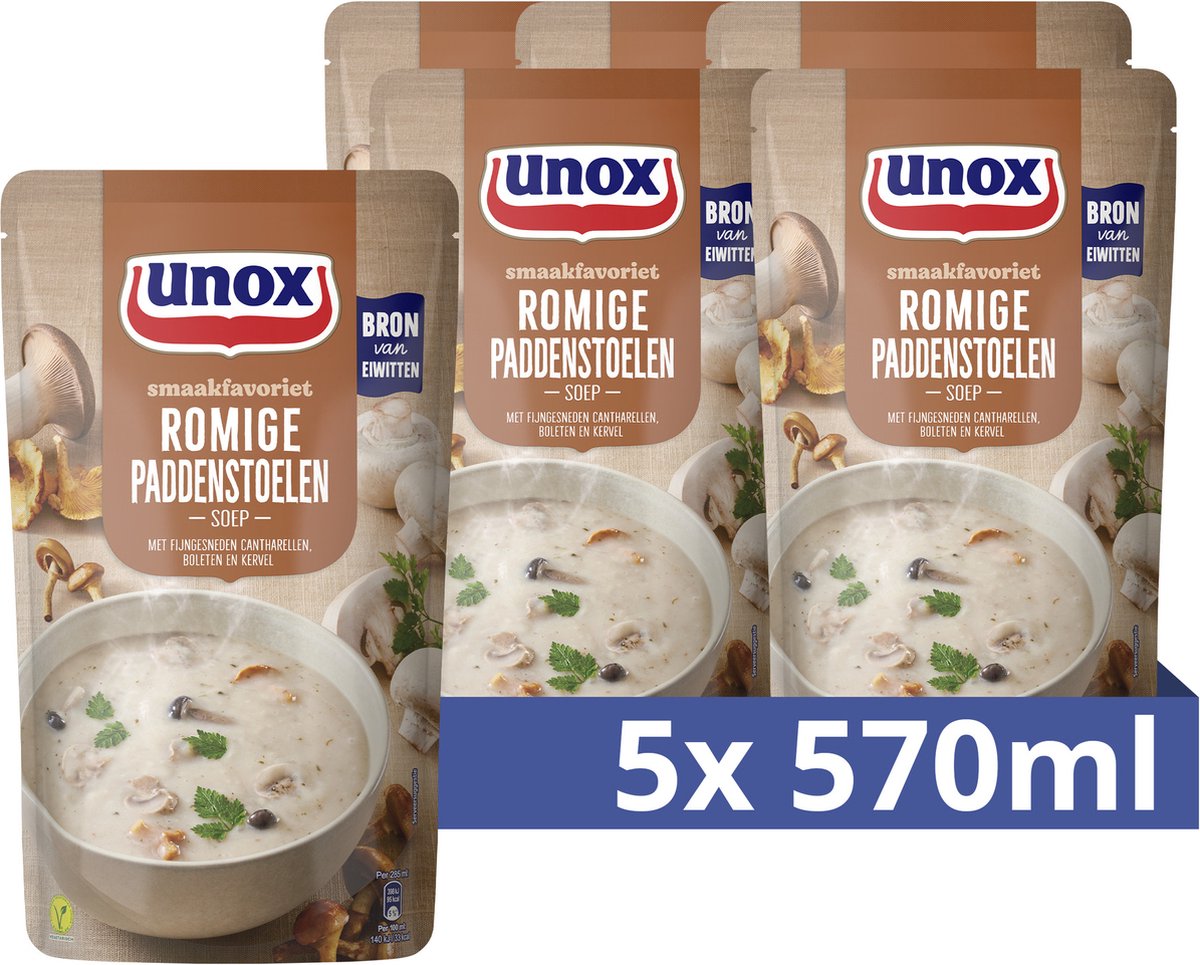 Unox - zuppa in busta - crema di funghi - 5 buste x 570 ml