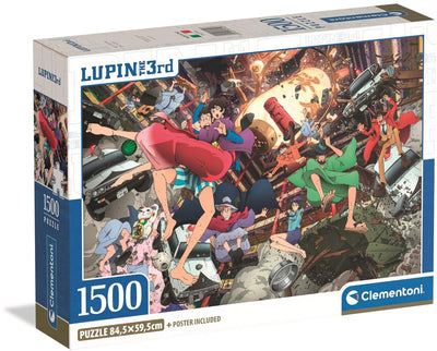 Clementoni - puzzle - 1500 pezzi - scatola compatta lupin iii - puzzle per adulti