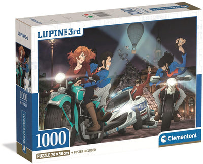 Clementoni - puzzle - 1000 pezzi - lupin iii - scatola compatta - puzzle per adulti