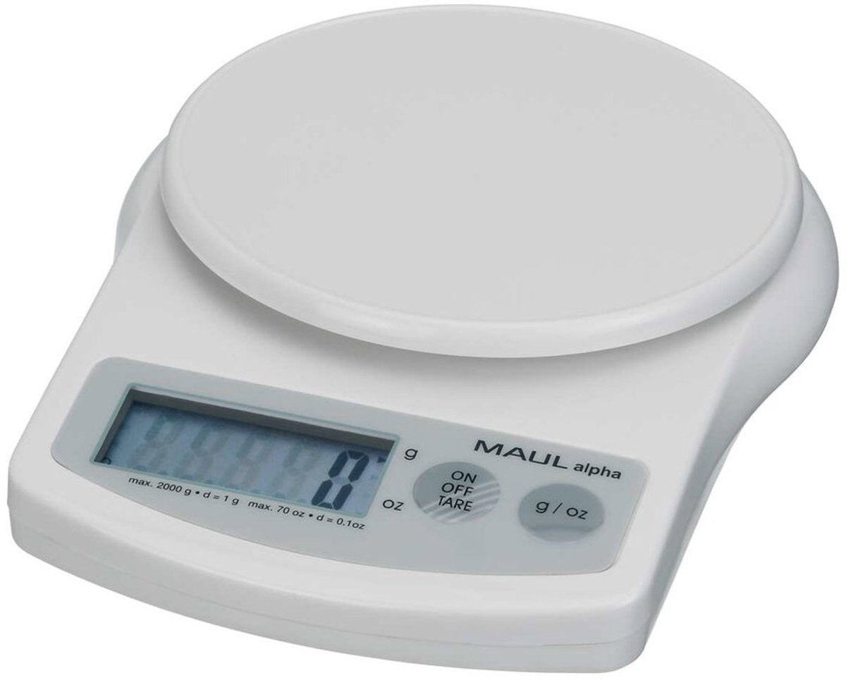 Bilancia Maul Alpha Letter 2 kg - bianca - plastica - 1 pezzo - 18,8 x 14,1 x 3,7 cm -