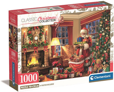 Clementoni – Puzzle – 1000 pezzi – Collezione Natale – Visita di Babbo Natale – Puzzle per adulti