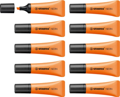 Stabilo neon - resaltador - naranja - forma de tubo única - caja de 10 piezas