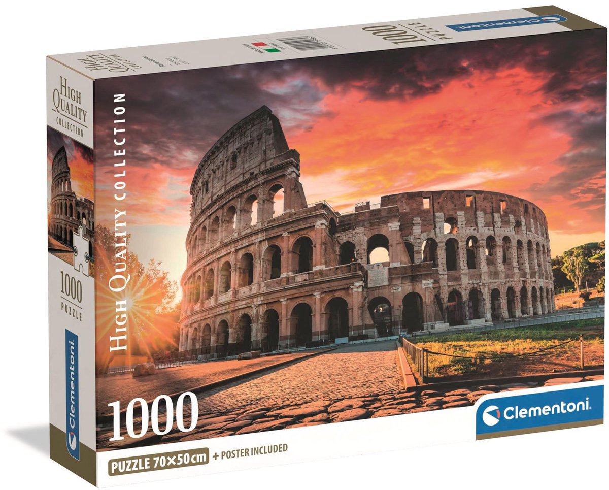 Clementoni - rompecabezas - 1000 piezas - atardecer romano - rompecabezas para adultos - colección de alta calidad