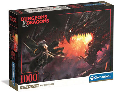 Clementoni - puzzle - 1000 pezzi - dungeons dragons compact box 2025 - puzzle per adulti