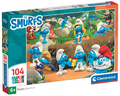 Clementoni - puzzle - 104 pezzi - i puffi - puzzle per bambini - dai 6 anni
