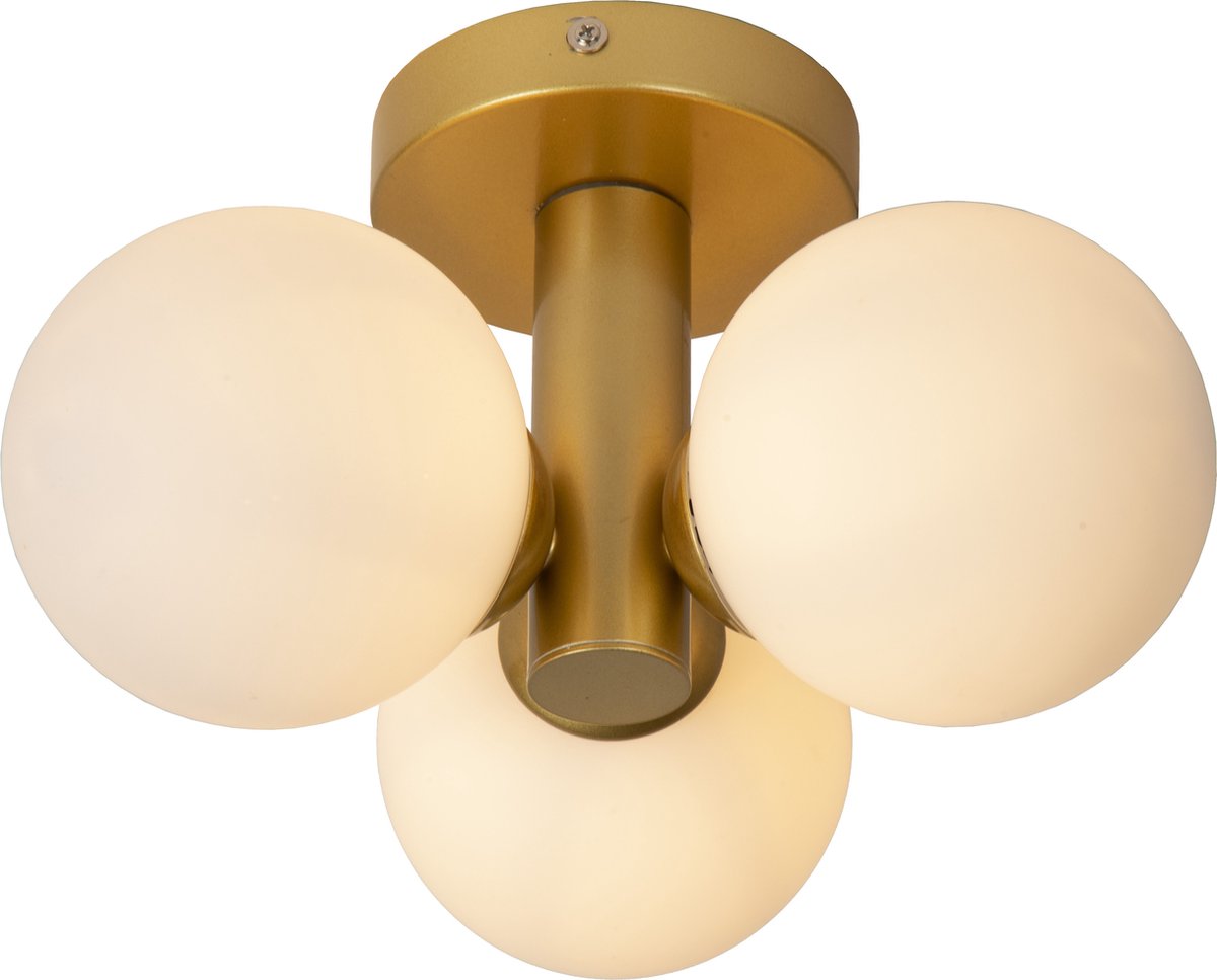 Lucide trudy - plafonnière (plafondlamp) badkamer - ø 28 cm - 3xg9 - ip44 - mat goud messing