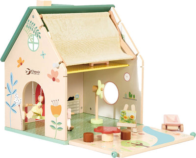 Classic World World Wooden Dollhouse con jardín, 10dlg.
